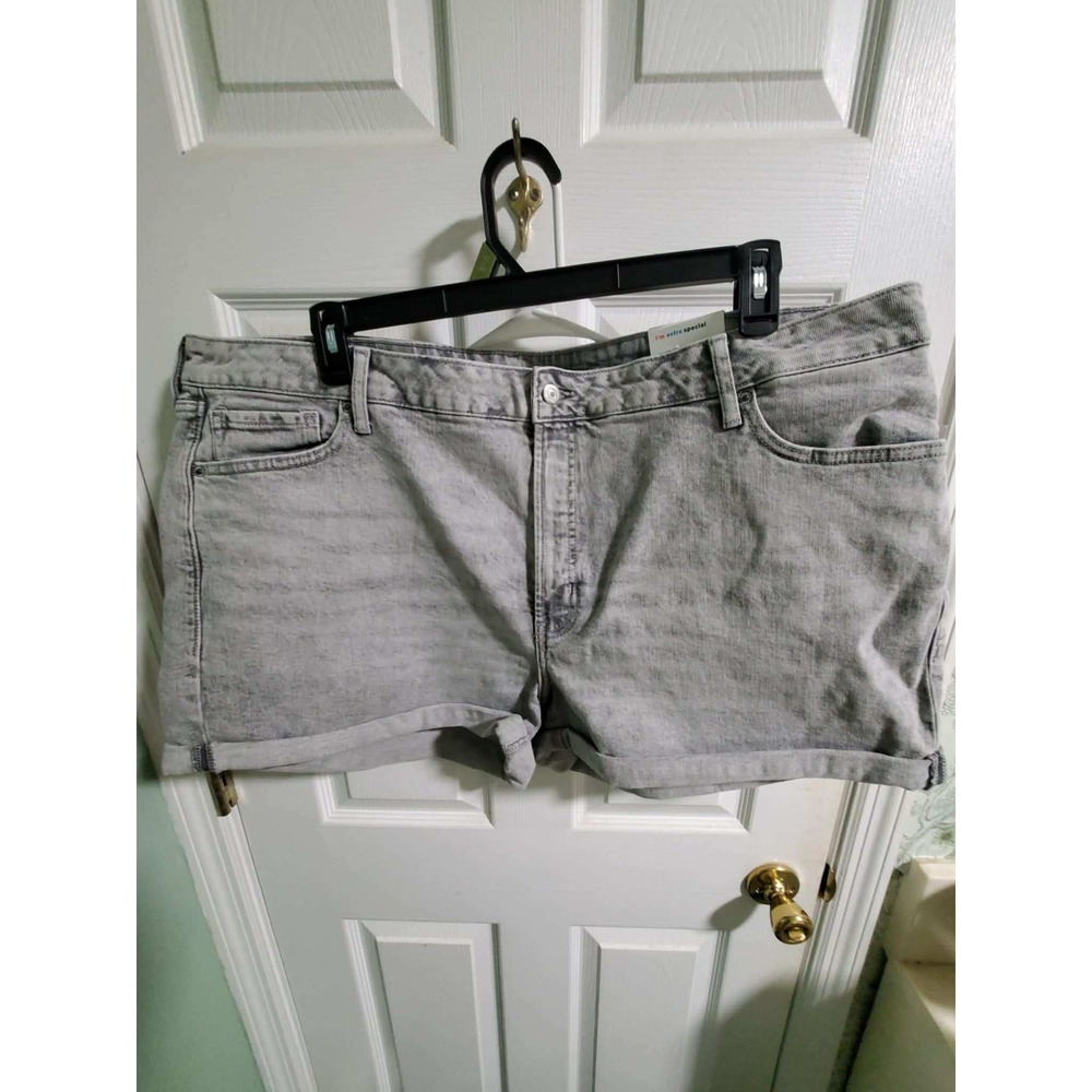 Old Navy OG Straight High Rise Grey Acid Wash Denim Shorts Size 24 NWT
